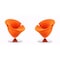 Manhattan Comfort Tulip Swivel Accent Chair in Orange and Polished Chrome (Set of 2) 2-AC029-OR - alternate 1